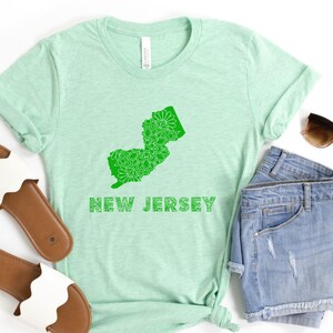 New Jersey Mandala Design T-Shirt, Unisex Jersey T-Shirt mit New Jersey State Art, südlicher Stil, Geschenk für New Jersey Liebhaber, Sommermode