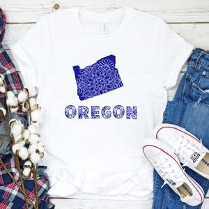 Oregon Mandala Design Tee, Unisex Jersey T-Shirt with Oregon State Art, Southern Style, Gift for Oregon Lovers, Summer Fashion