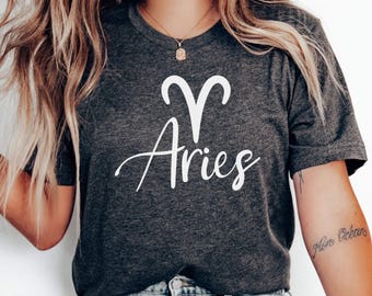 Camiseta del zodiaco Aries / Camiseta de astrología para Aries / Regalo de horóscopo / Ropa del signo del zodiaco / Camiseta con gráficos astrológicos