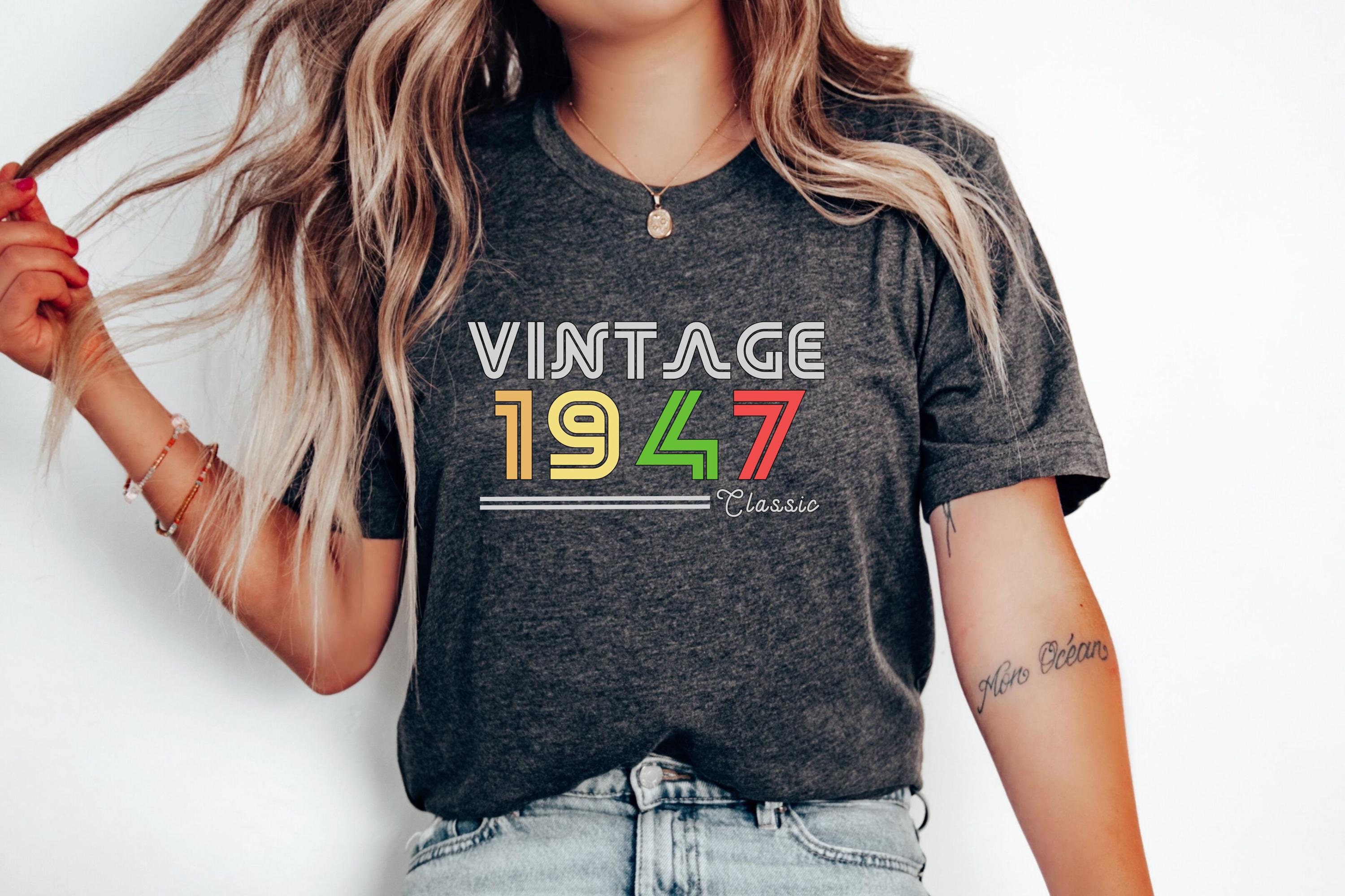 Vintage 1947 Classic T-shirt Retro Style Birthday Gift Colorful