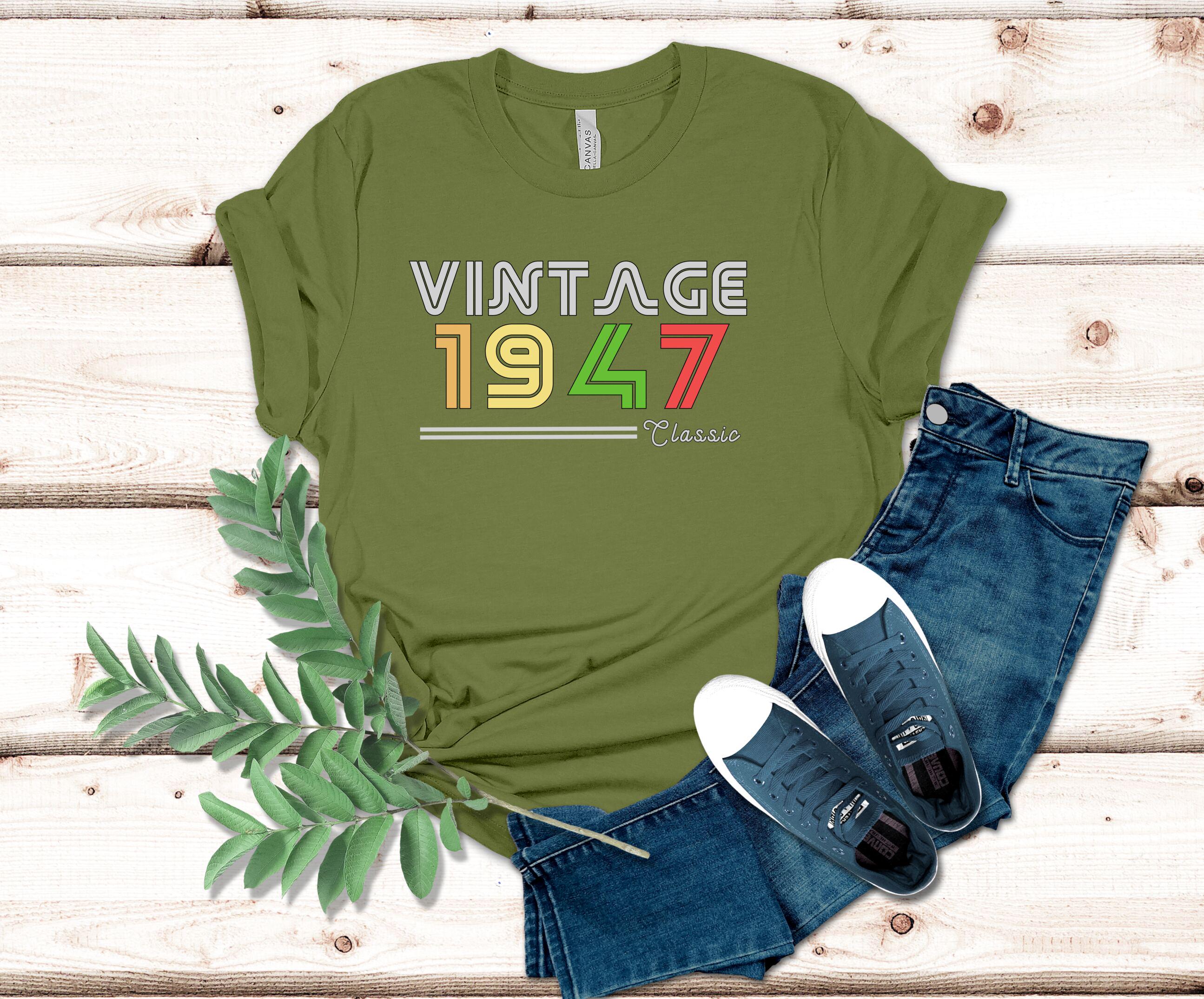 Vintage 1947 Classic T-shirt Retro Style Birthday Gift Colorful