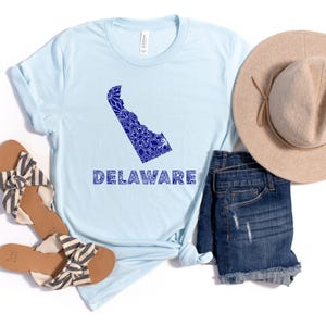 Delaware Mandala Design Tee, Unisex Jersey T-Shirt mit Delaware State Art, Südlicher Stil, Geschenk für Delaware-Liebhaber, Sommermode