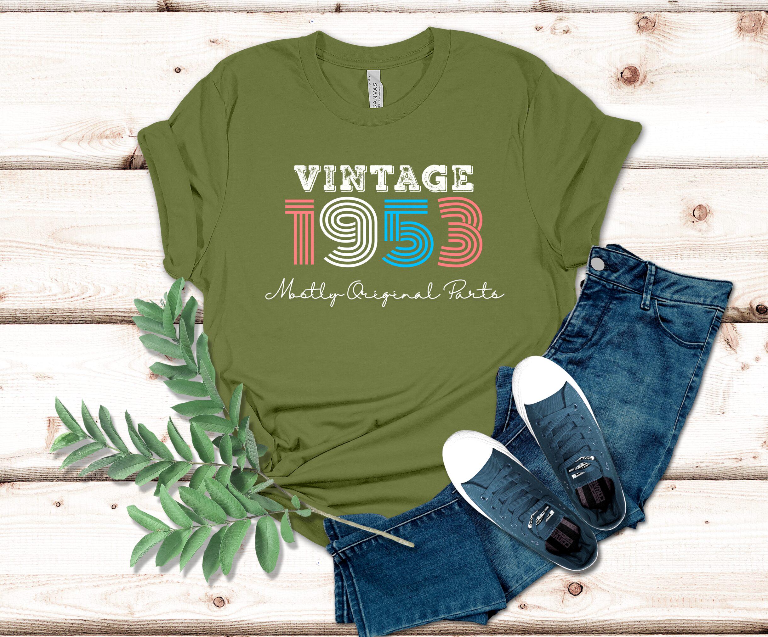 Vintage 1953 Mostly Original Parts T-shirt, Retro Birthday Gift