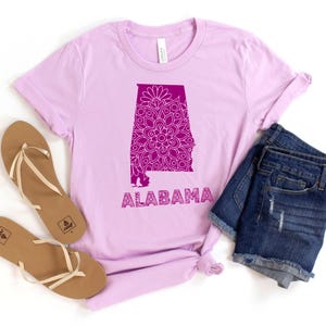 Alabama Mandala Design Tee, Unisex Jersey T-Shirt mit Bama State Art, südlicher Stil, Geschenk für Alabama-Liebhaber, Sommermode