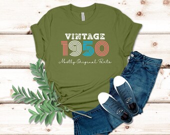Vintage 1950 Mostly Original Parts T-shirt, Retro Birthday Gift