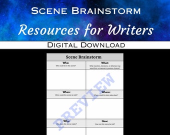 Scene Brainstorm - Digital Download - Novel / Story Outline Page - Author Planning / Revising Resource