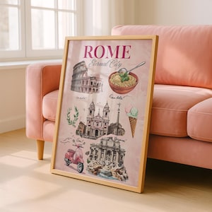 Rome Poster, Europe Travel Print, Italy Wall Art, Italian City Print, City Print, Rome Gift,  Hanging Home Decor, Rome Cityscape Travel Gift
