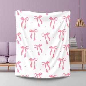 Coquette Room Decor Pink Coquette Decor Vintage Coquette Style Girly Vintage Decor Pink Room Gift Soft Girl Ribbon Print Blanket Bow Blanket