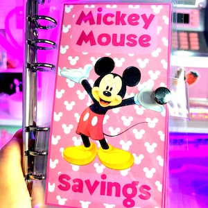 Mickey Pink Denomination A6 Savings Challenge Cash Stuffing Budgeting