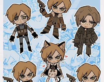 RE4 Leon Kennedy Stickerbogen