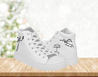 Tênis de cano alto masculino em lona: calçado para caminhada com estilo vintage