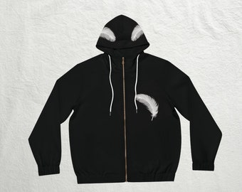 Men's Graphic Zip Hoodie: Polyester Spandex Blend, Winter Warmth