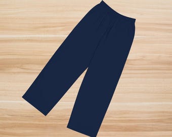 Men's Blue Wide Leg Lounge Pants: Relaxed Fit Sleepwear
