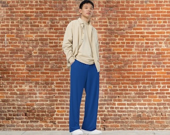 Men's Bohemian Wide Leg Pajama Pants: Soft Knit Lounge Sleepwear