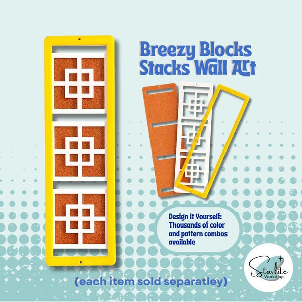 Breezy Blocks Vertical Wall Art | Mid-Century Modern Acrylic Decoration | Hundreds of Combinations