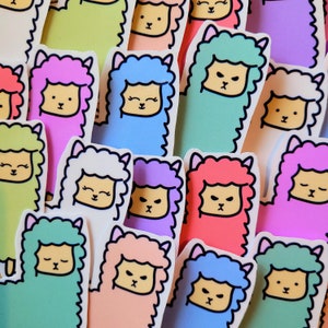 Stickers Lamas // Stickers Animaux // Stickers Imperméables Colorés Brillants // Rouge Orange Vert Bleu Violet Rose Blanc