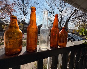 5 vintage bierflesjes