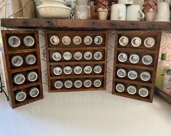 Distressed Pine Spice Rack - 12 Containers