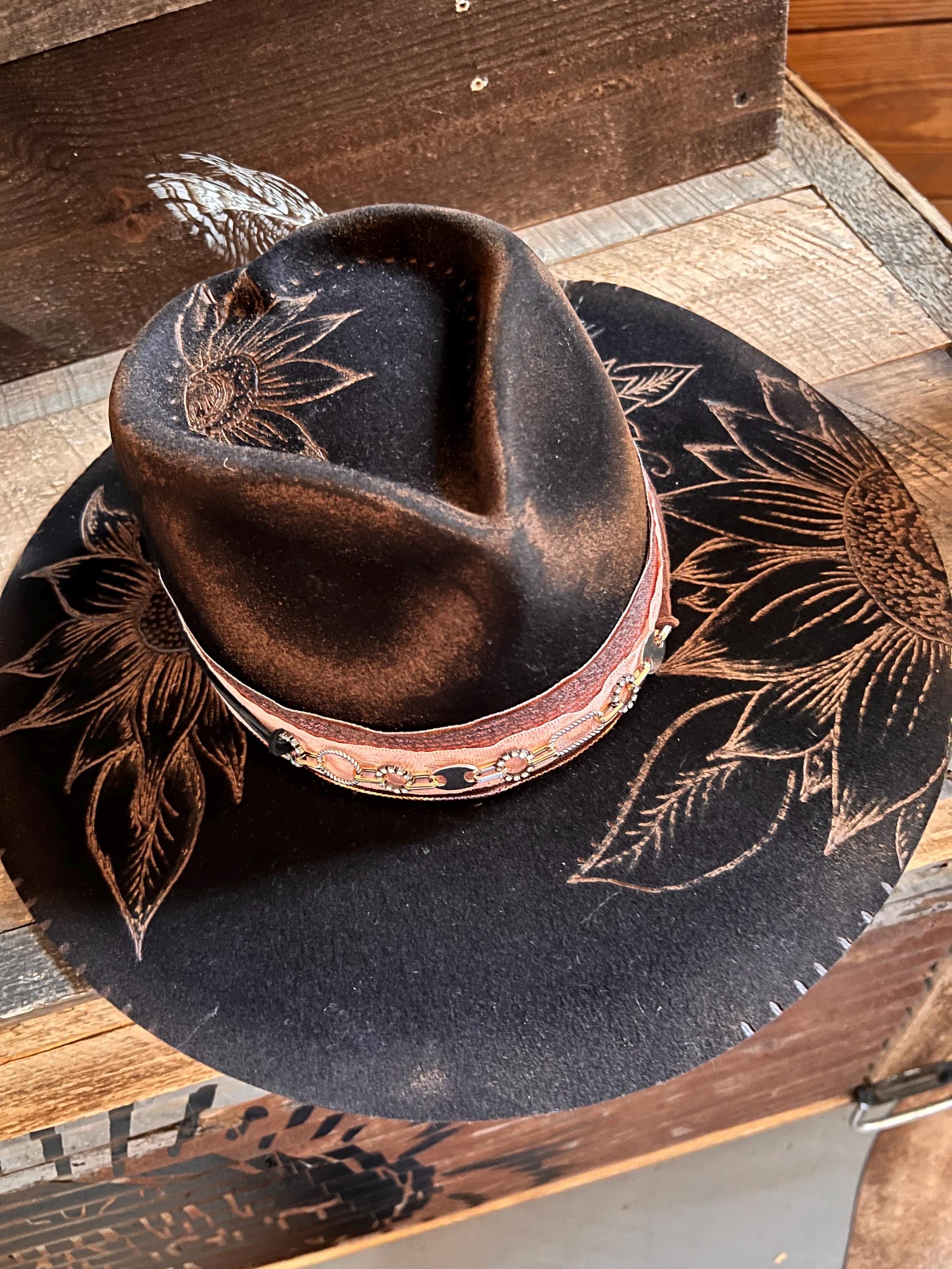 Stiff Ribbon Hat Beautiful Burned Stiff Brim Hat - Etsy