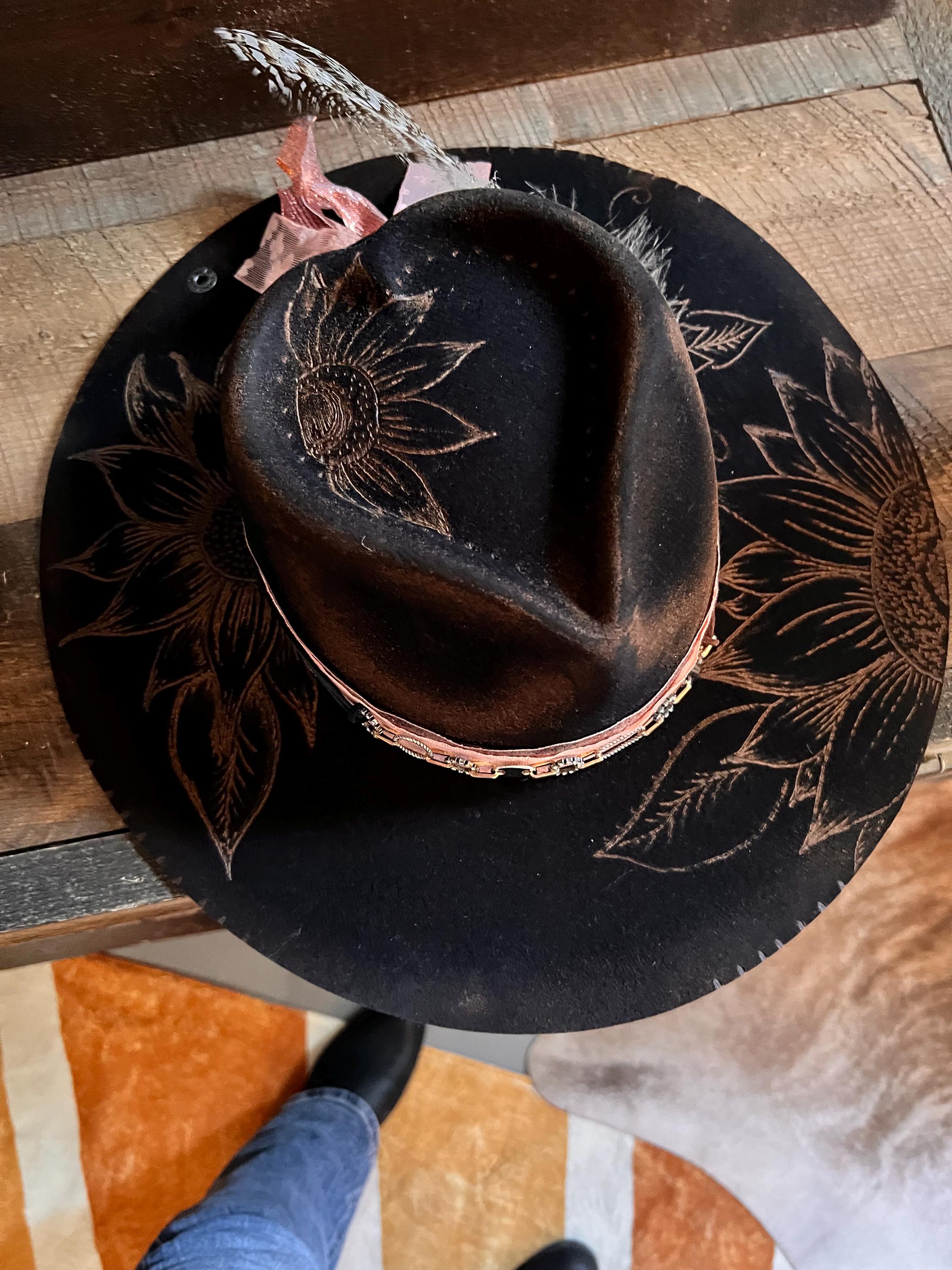 Stiff Ribbon Hat Beautiful Burned Stiff Brim Hat - Etsy