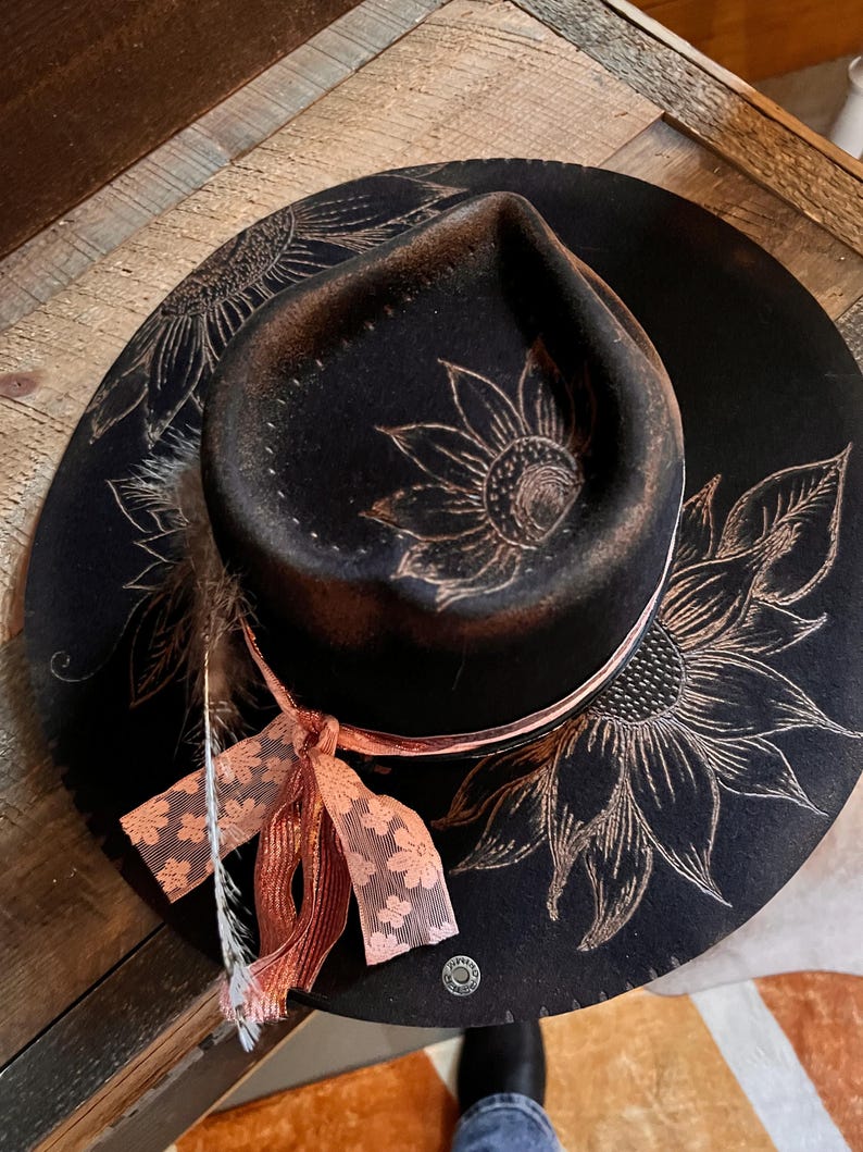 Stiff Ribbon Hat Beautiful Burned Stiff Brim Hat - Etsy