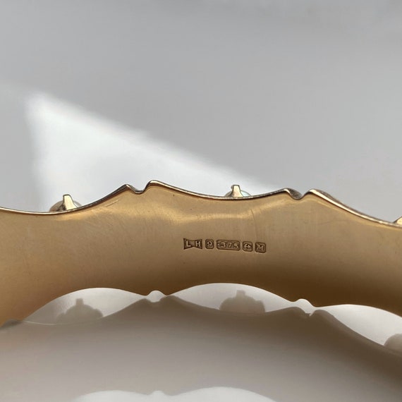Antique 9k Solid Yellow Gold Bangle Bracelet with… - image 6