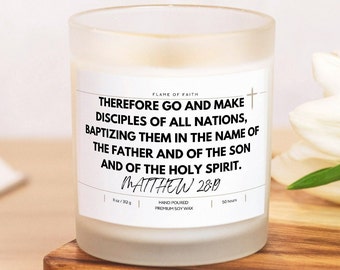 Matthew 28:19 | Bible Verse Candle | Hand Poured 11 oz Prayer Candle | Scripture Candle | Christian Gift Gospel Candle Premium Soy Wax