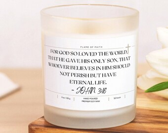 John 3:16| Bible Verse Candle | Hand Poured 11 oz Prayer Candle | Scripture Candle | Christian Gift Gospel Candle︱Premium Soy Wax Candle
