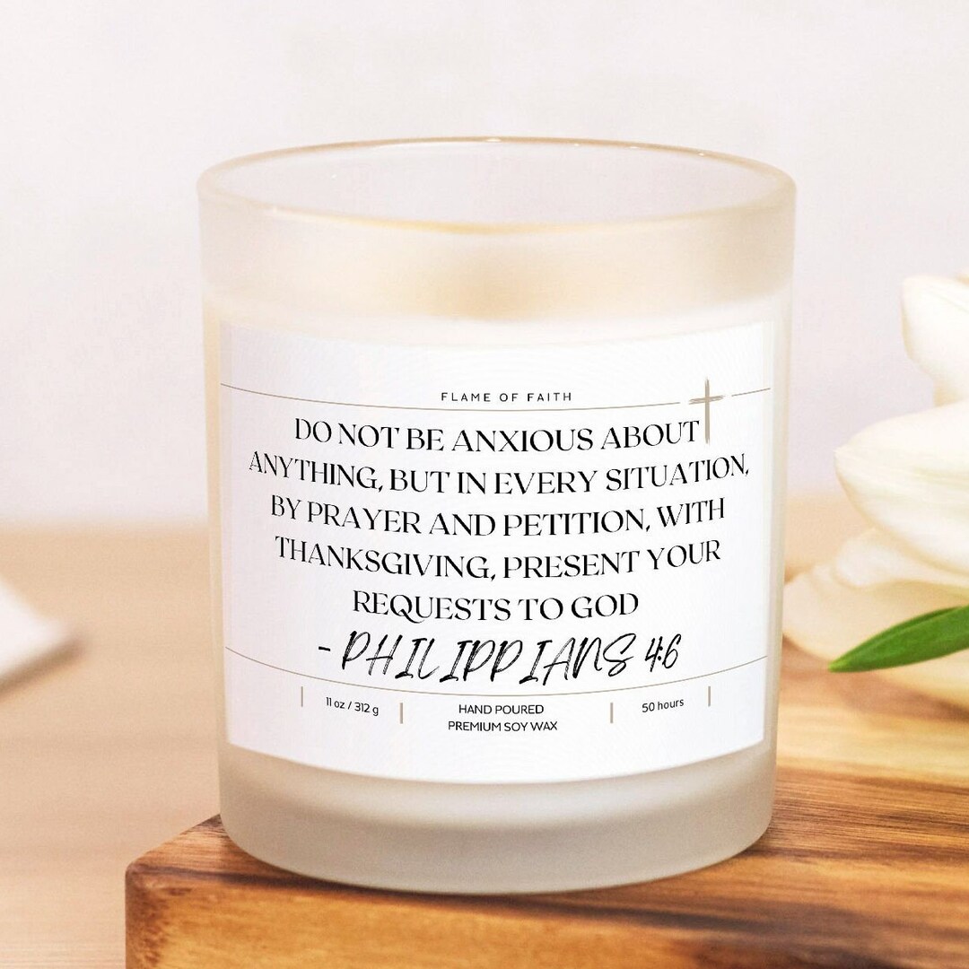 Philippians 46 Bible Verse Candle Hand Poured 11 Oz Prayer Candle