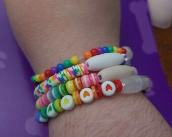 Rainbow Beaded Bracelets with Breakaway Clasps