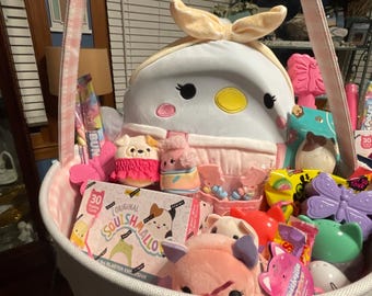 New jumbo Squishmallows Easter basket filled cards lip gloss squishvilles candy