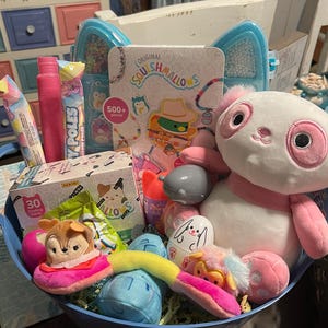 Novo conjunto de cartões de cesta de Páscoa Squishmallows Ovos de doce Squishvilles Pelúcia Kaldette