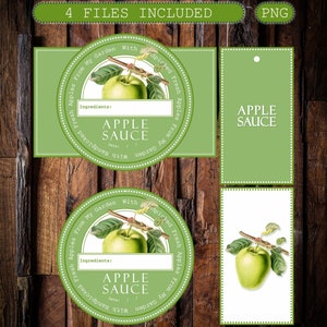 Druckbare Apfelsauce Etiketten 4 PNG Dateien enthalten