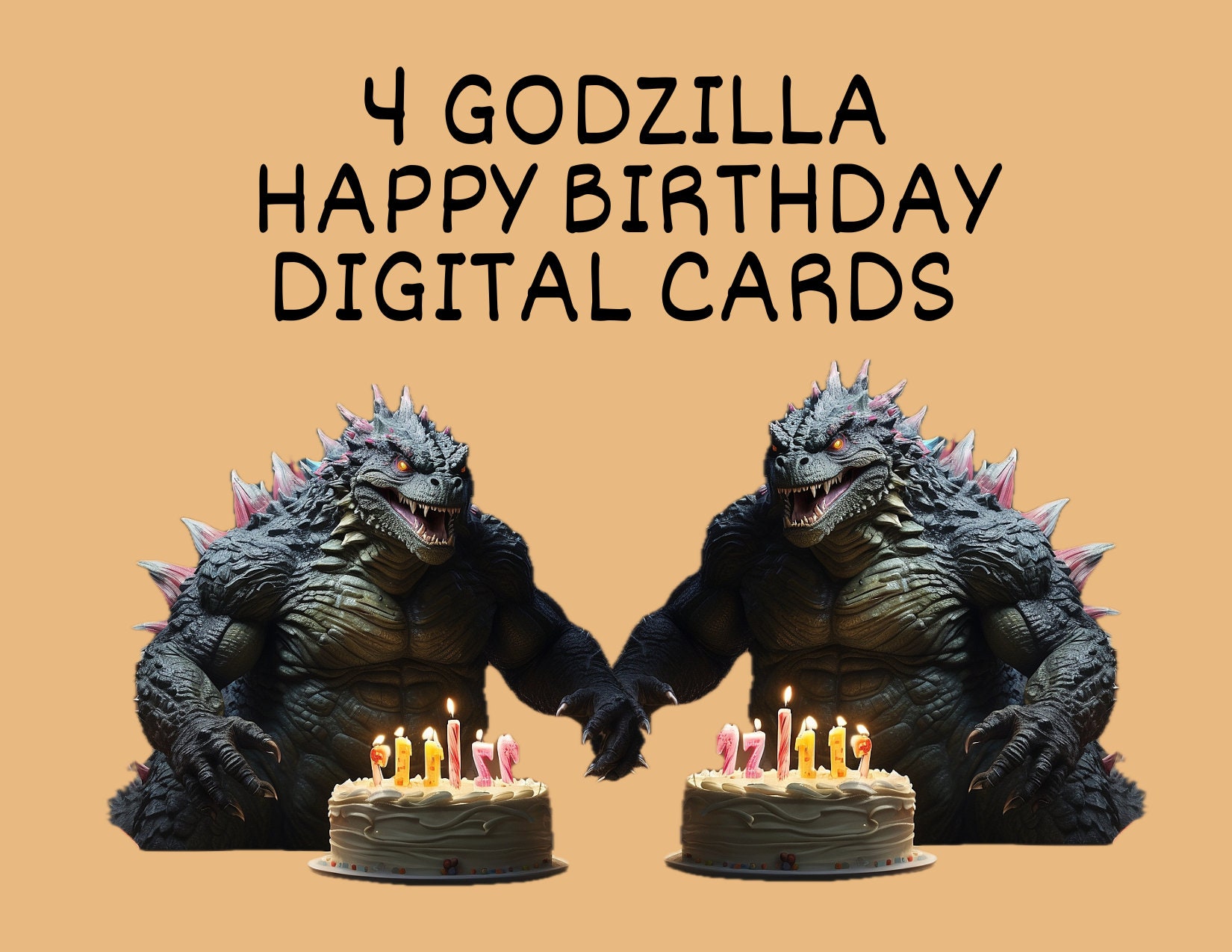 Godzilla Happy Birthday Cards - Etsy