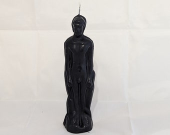 Handgemachte männliche Figur Ritualkerze - Schwarz. Heidnische Zaubersprüche, Wicca