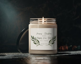 Bougie Joyeux Noël et bonne année, bougies de Noël 9oz