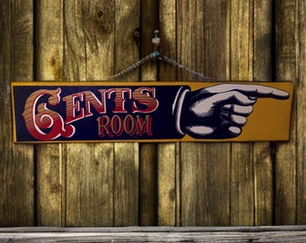 Vintage George Nathan Associates Ladies and Gents Room Wood Signs