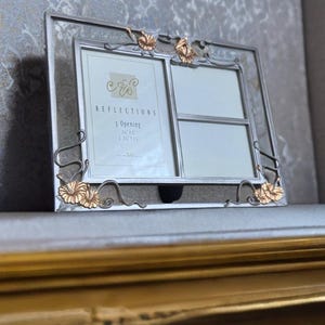 Vintage Metal Photo Frame – Floral Details, Multi-Opening, Elegant Tabletop Frame
