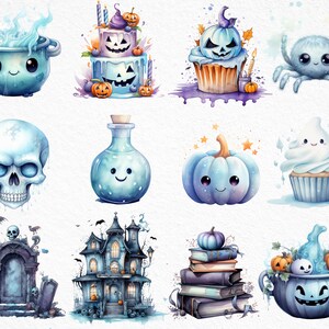 Aquarell Pastell Halloween Clipart, Pasteloween Clipart, süße Pastell Halloween Clipart, gruselige Pastell Clipart, Pastell Gespenst, kommerzielle Nutzung Bild 4