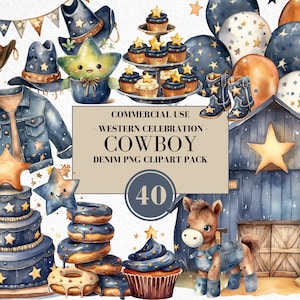 Watercolor Littlest Cowboy Clipart for Boy, Watercolor Baby Shower Clipart, Cowboy Clipart, Cowboy Birthday Clipart, Western, Commercial Use