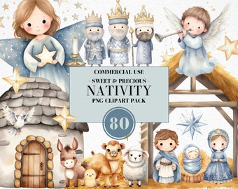 Cute Nativity Clipart, Christmas Nativity Clipart, Precious Moments Nativity, Jesus, Angel, Manger, Bible, Nativity Scene, Commercial Use