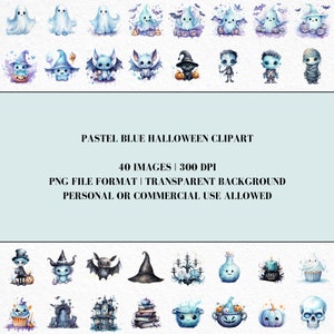 Aquarell Pastell Halloween Clipart, Pasteloween Clipart, süße Pastell Halloween Clipart, gruselige Pastell Clipart, Pastell Gespenst, kommerzielle Nutzung Bild 6