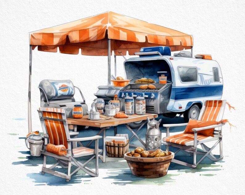 Watercolor Football Tailgate Clipart Tailgate and Celebrate - Etsy