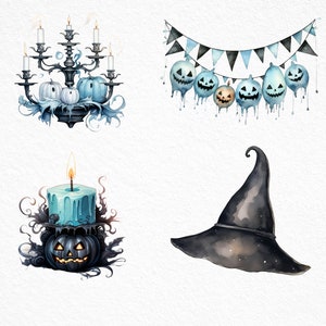 Aquarell Pastell Halloween Clipart, Pasteloween Clipart, süße Pastell Halloween Clipart, gruselige Pastell Clipart, Pastell Gespenst, kommerzielle Nutzung Bild 5