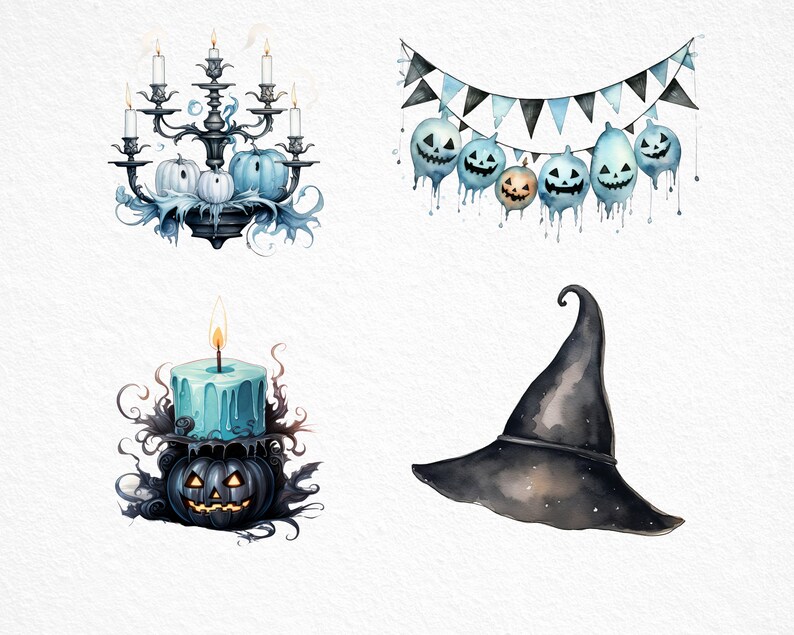Aquarell Pastell Halloween Clipart, Pasteloween Clipart, süße Pastell Halloween Clipart, gruselige Pastell Clipart, Pastell Gespenst, kommerzielle Nutzung Bild 5