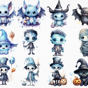 Aquarell Pastell Halloween Clipart, Pasteloween Clipart, süße Pastell Halloween Clipart, gruselige Pastell Clipart, Pastell Gespenst, kommerzielle Nutzung Bild 3