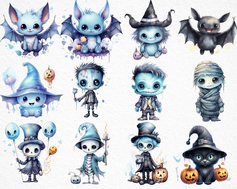 Aquarell Pastell Halloween Clipart, Pasteloween Clipart, süße Pastell Halloween Clipart, gruselige Pastell Clipart, Pastell Gespenst, kommerzielle Nutzung Bild 3