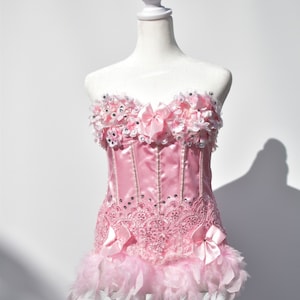 Corset Pink Custom Made Bespoke Corset Burlesque Corset Costume Festival Lace Corsets Tops Corset Bustiere Top Custome Made Corset Cancan