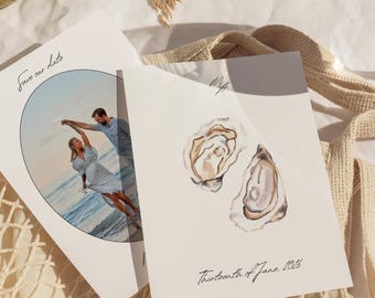 Oyster Save the Date Template | Beach Wedding, Pearl Shell (Digital)