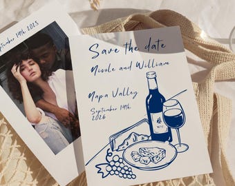 Wine Country Save the Date Digital Template | Customizable Canva Template | Napa Valley | Tuscany Italy